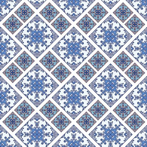 Azulejos de azulejo portugués. Azul y blanco hermosa patte inconsútil vector