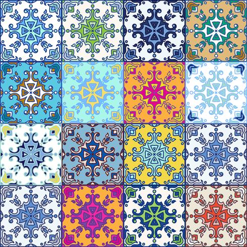 Portuguese azulejo tiles. Blue and white gorgeous seamless patte vector