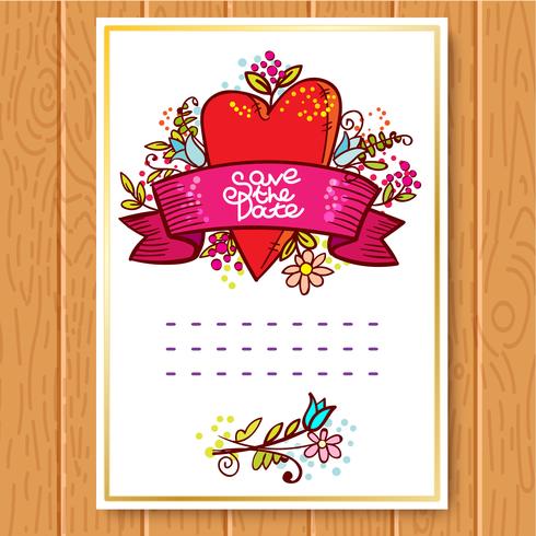 Invitación de boda guardar las tarjetas de fecha vector