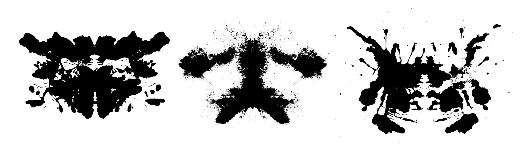 Rorschach inkblot test symmetrical abstract ink stains vector