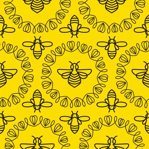 Seamless pattern with Bee vector