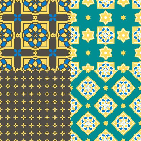 Portuguese azulejo tiles. Seamless patterns.  vector