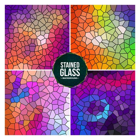 Multicolor Broken Stained Glass Background Set vector