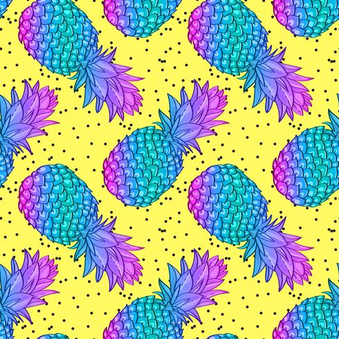 Pineapple creative trendy seamless pattern vector