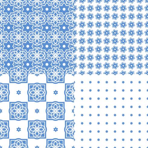 Portuguese azulejo tiles. Seamless patterns.  vector