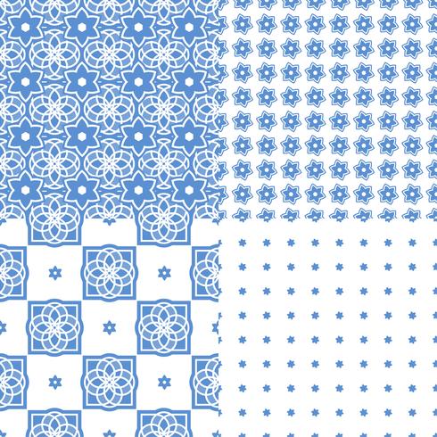 Portuguese azulejo tiles. Seamless patterns.  vector