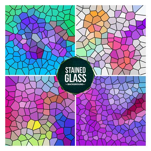 Multicolor Broken Stained Glass Background Set vector