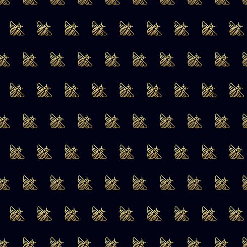 Seamless pattern with gold Bee vector
