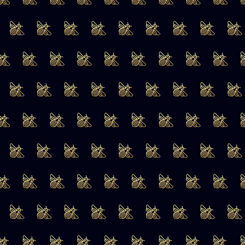 Seamless pattern with gold Bee vector