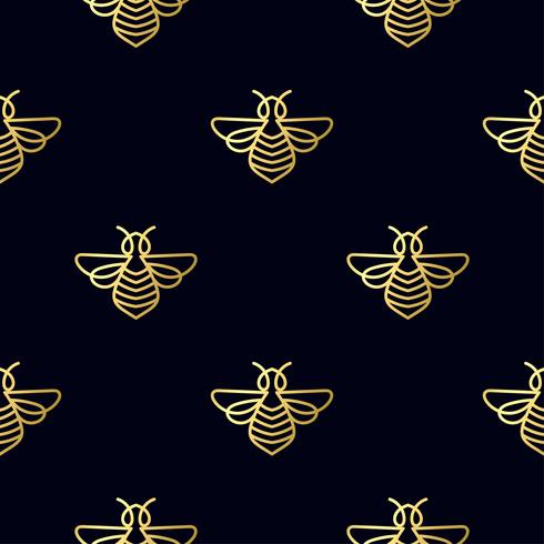 Seamless pattern with gold Bee vector