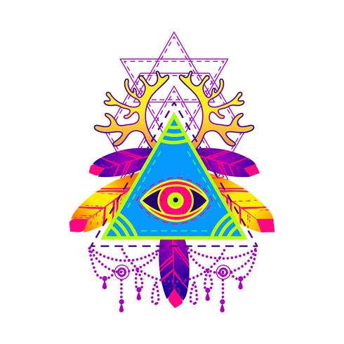 
All-seeing eye pyramid symbol. vector