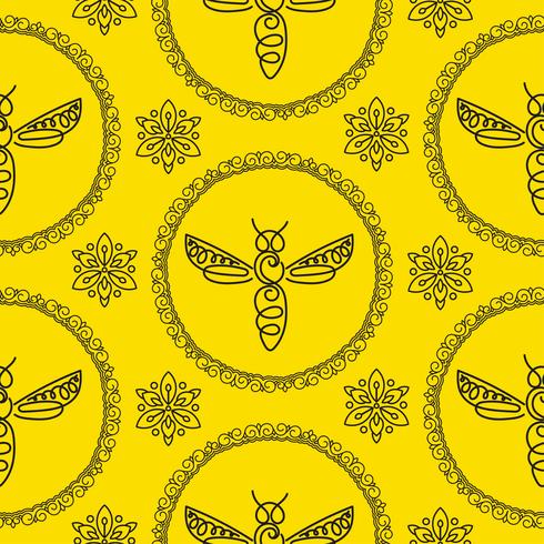 Seamless pattern with Bee vector