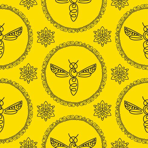 Seamless pattern with Bee vector