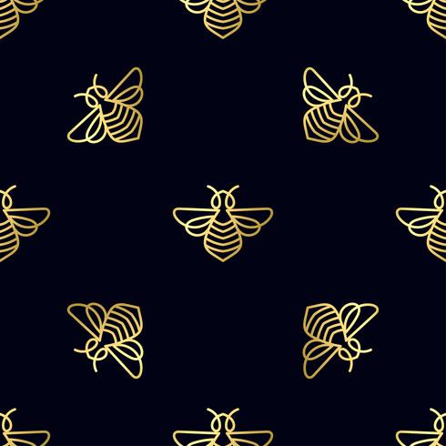 Seamless pattern with gold Bee vector