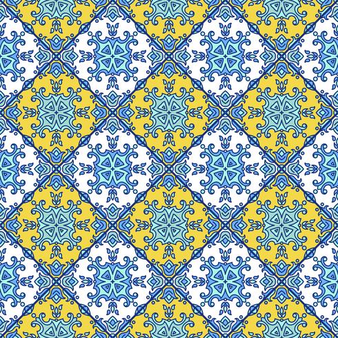 Azulejos de azulejo portugués. Azul y blanco hermosa patte inconsútil vector