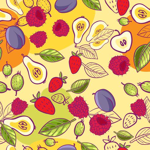 Textura transparente con frutas y bayas. vector