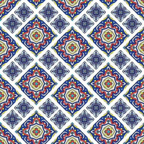 Portuguese azulejo tiles. Blue and white gorgeous seamless patte vector