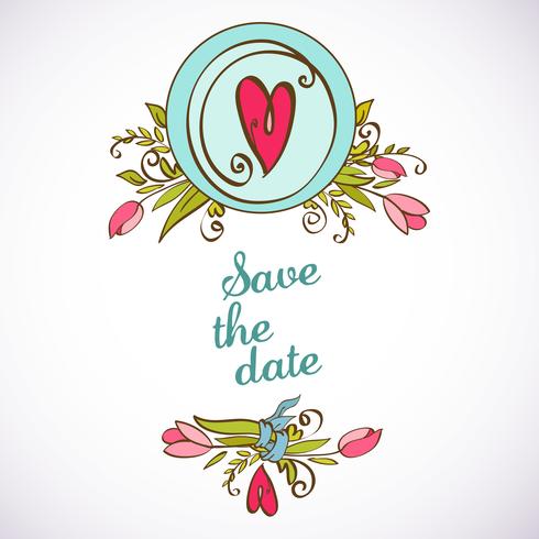 Invitación de boda guardar las tarjetas de fecha vector