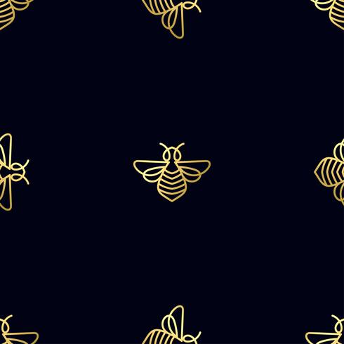 Seamless pattern with gold Bee vector