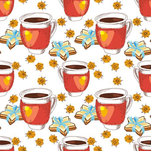 Seamless texture cup of tea vector