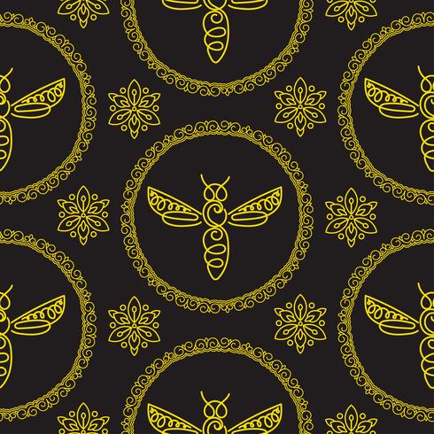 Seamless pattern with Bee vector