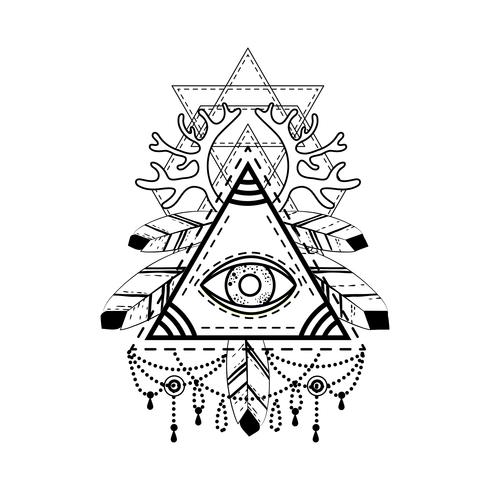 
All-seeing eye pyramid symbol. vector