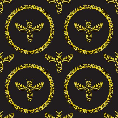 Seamless pattern with Bee vector