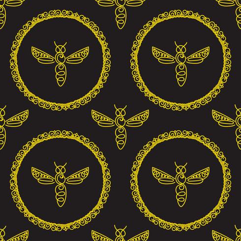 Seamless pattern with Bee vector