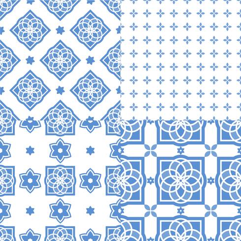 Portuguese azulejo tiles. Seamless patterns.  vector