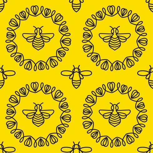 Seamless pattern with Bee vector