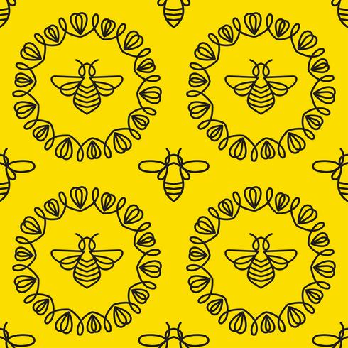 Seamless pattern with Bee vector