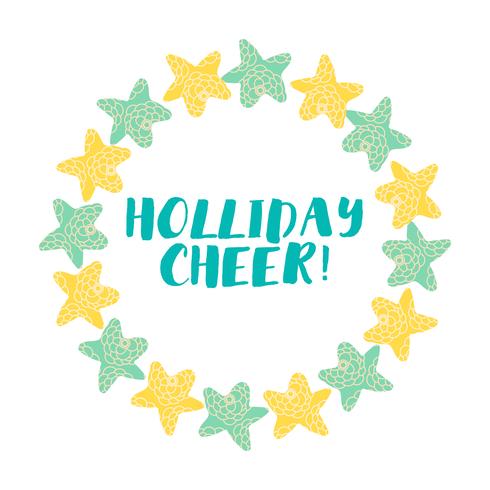 Christmas star wreath isolated on white background vector