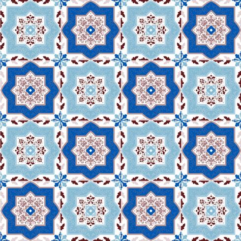 Portuguese azulejo tiles. Blue and white gorgeous seamless patte vector