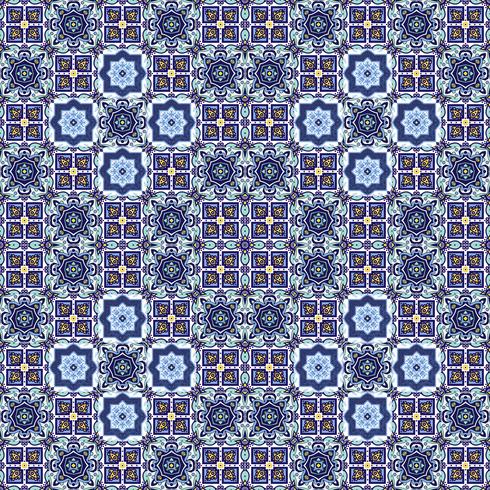 Portuguese azulejo tiles. Blue and white gorgeous seamless patte vector