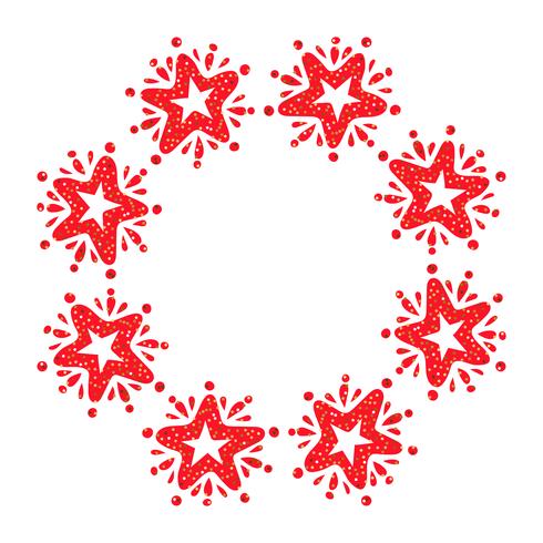 Christmas star wreath isolated on white background vector