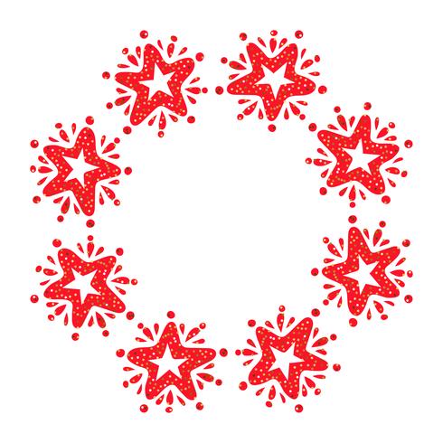 Christmas star wreath isolated on white background vector