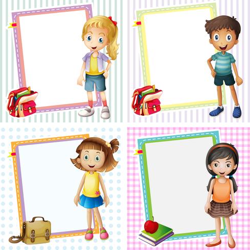 Frame template with happy kids vector