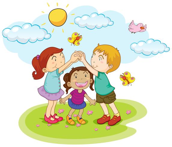 Children playing game in the park vector