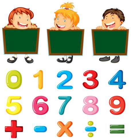 Children and numbers and signs vector