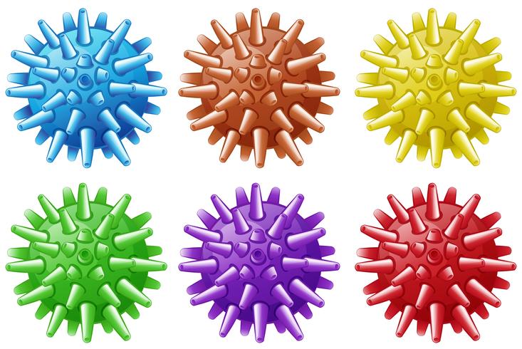 Six balls with spikes in different colors vector