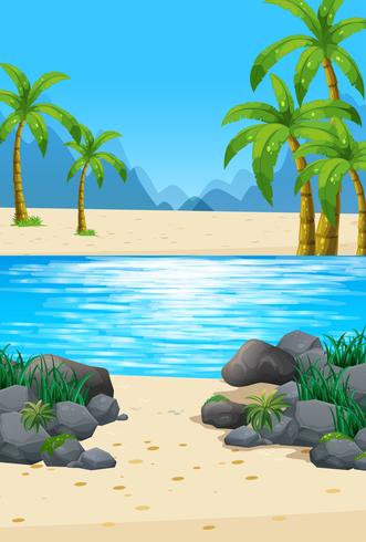 Scene with beach and ocean vector