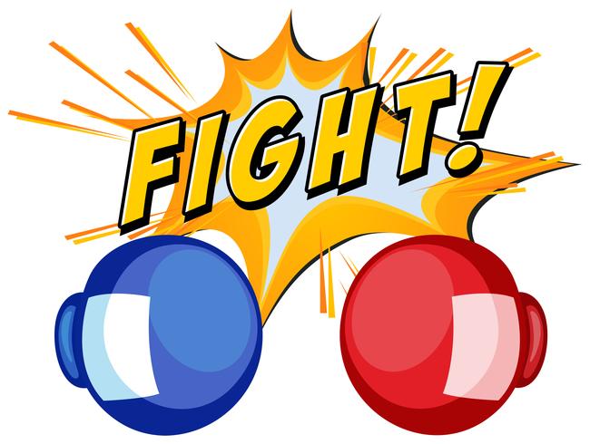 Boxing gloves and word fight on white background vector