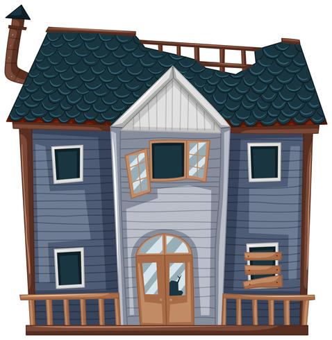 Wooden house with bad condition vector