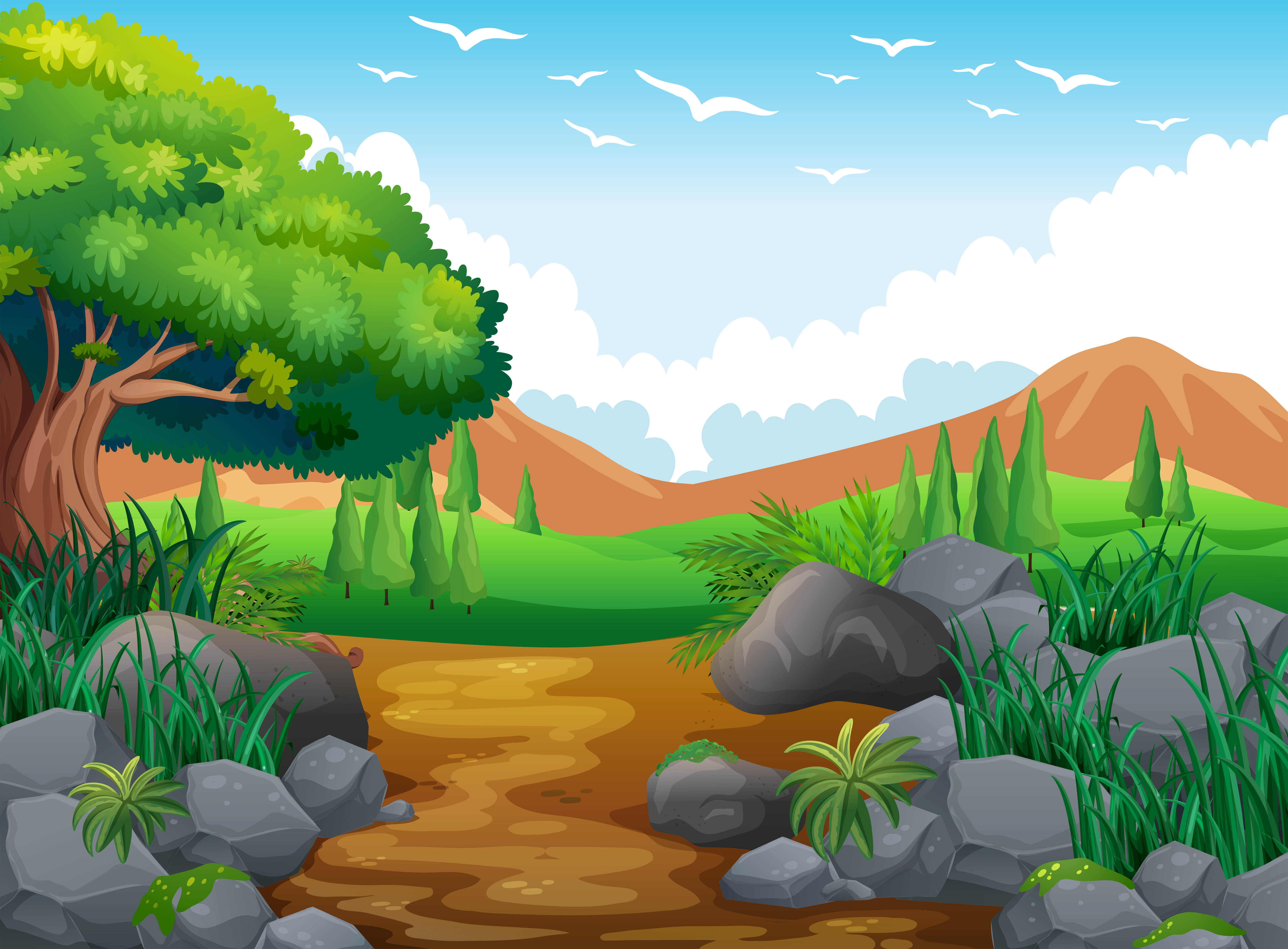  Nature  scene with hills and trail Download Free Vectors 