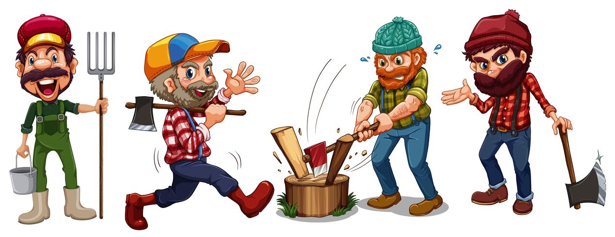 Lumber jacks and farmer characters vector