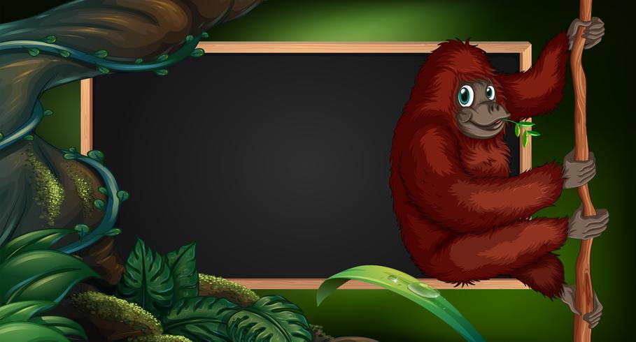 Border template with gorilla in the wild vector