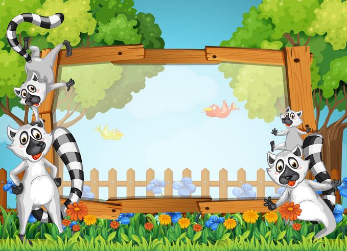 Frame design with lemur in the garden vector