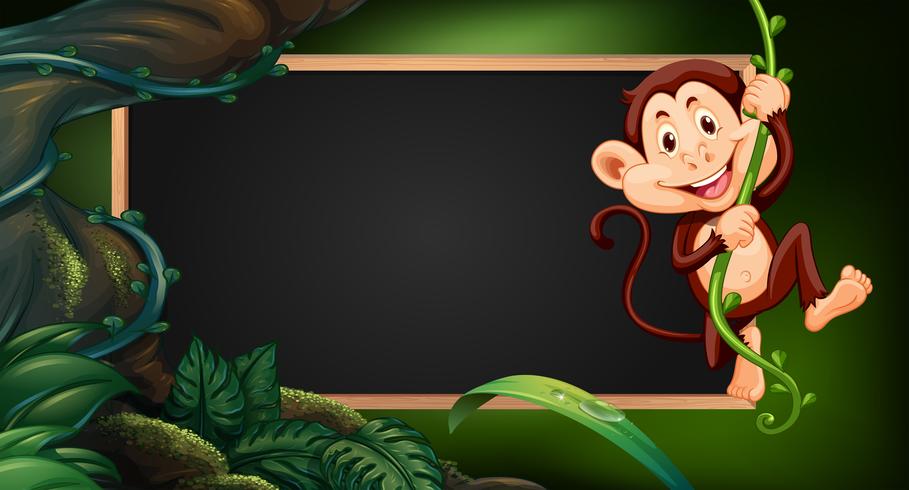 Border template wtih monkey on vine vector