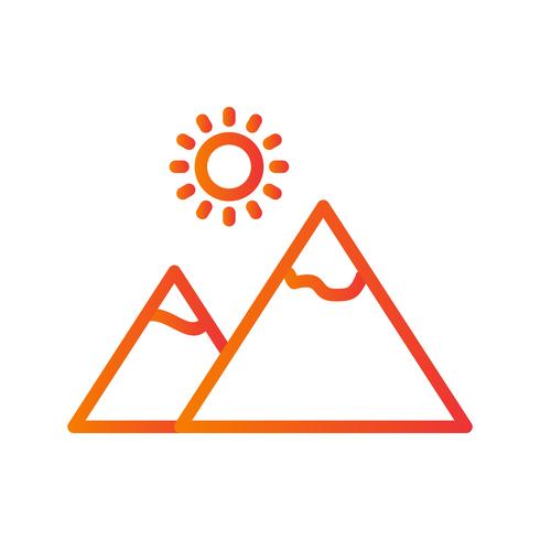 Mountain with sun Vector Icon