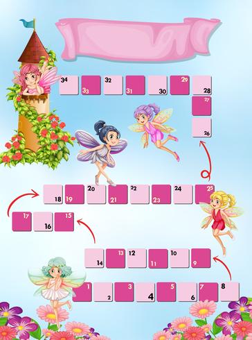 Game template with fairies flying in sky vector